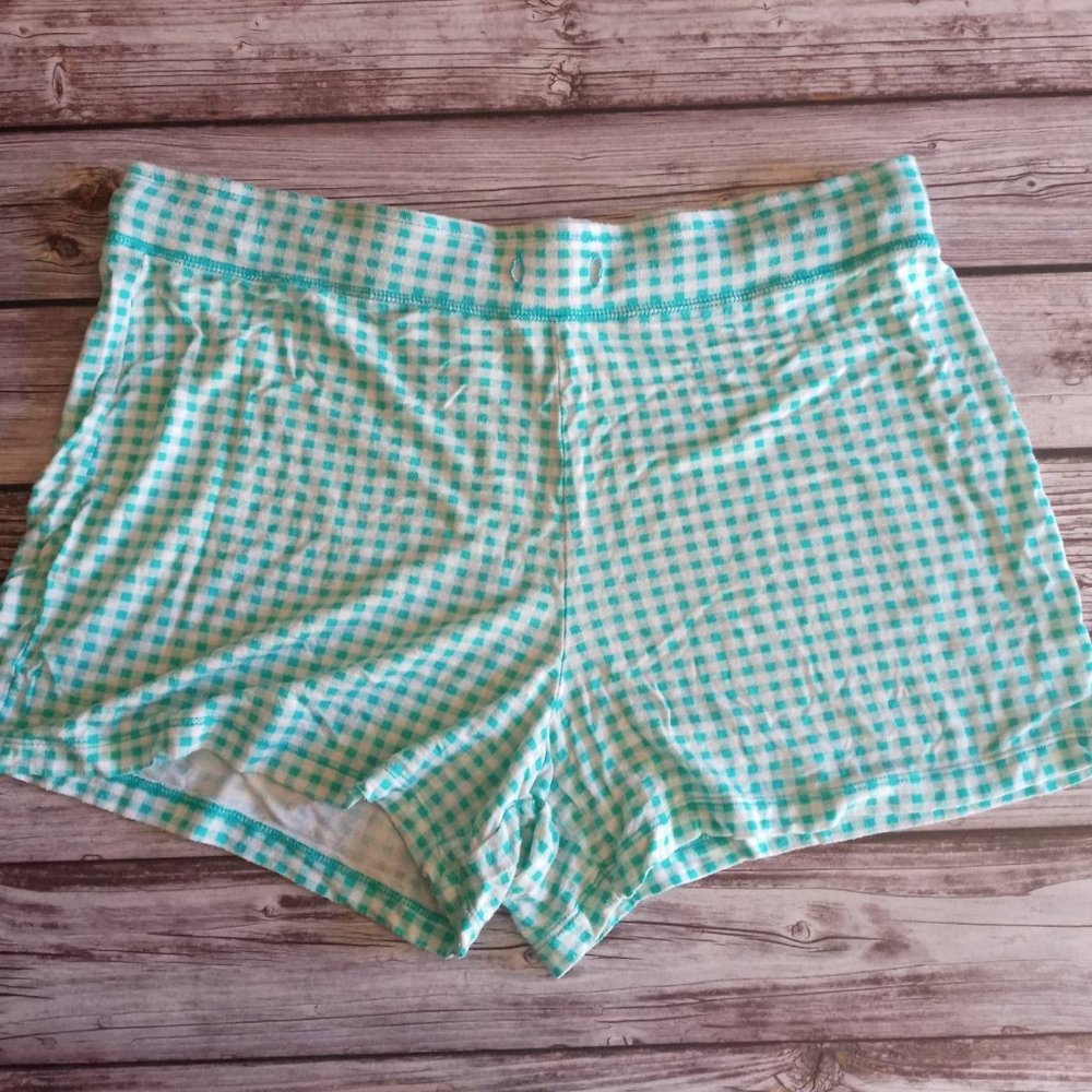 Blue Turquoise And White Gingham Women's Sleepwear Shorts